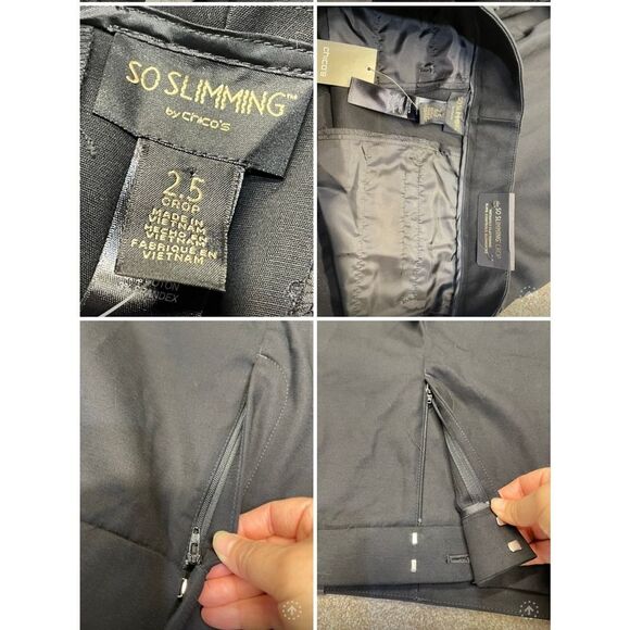 Chico womens so slimming pants sz 2.5 serene stretch cuffed crop basic black nwt - Picture 10 of 12